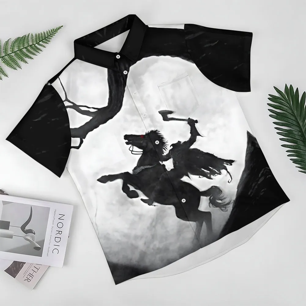 Men's Halloween Headless Horseman Short Sleeve Shirt 2408008312
